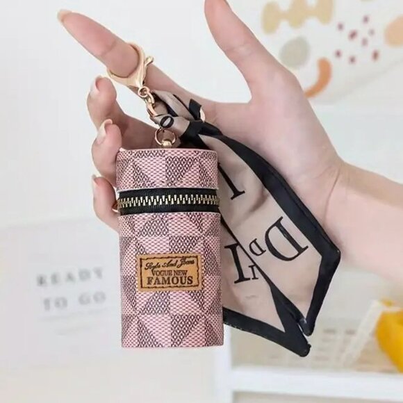 Stylish Mini Bag Charm w/ Scarf for Lipstick, Earbuds, Coins & Keychain Earbuds - Picture 2 of 5